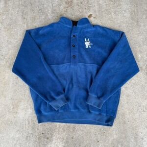 Vintage 90s Cowgirl Hardwarey Western Fleece Button Up Pullover Blue Small